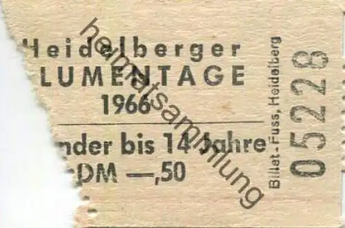 Deutschland - Heidelberg - Heidelberger Blumentage 1966 - Eintrittskarte Kinder