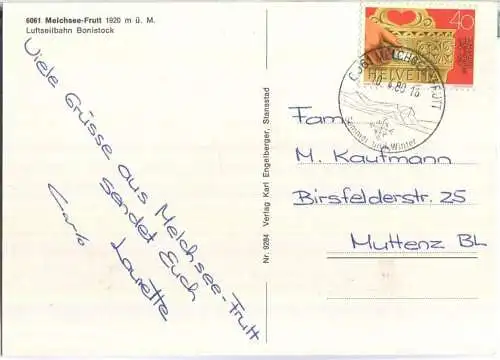 Melchsee-Frutt - Luftseilbahn Bonistock - Verlag Karl Engelberger Stans