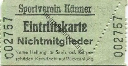 Deutschland - Sportverein Hänner - Nichtmitglieder - Eintrittskarte