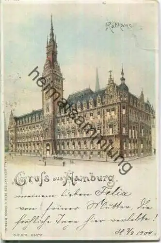Gruss aus Hamburg - Rathaus - Verlag W. Hagelberg AG Berlin - Durchscheinkarte