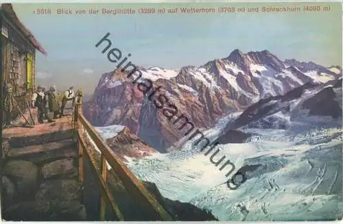 Blick von der Berglihütte auf Wetterhorn und Schreckhorn - Edition Photoglob Zürich 20er Jahre