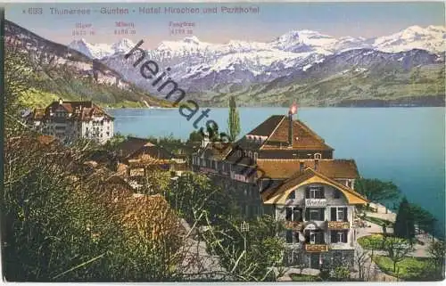 Gunten am Thunersee - Hotel Hirschen und Parkhotel - Edition Photoglob Zürich 20er Jahre
