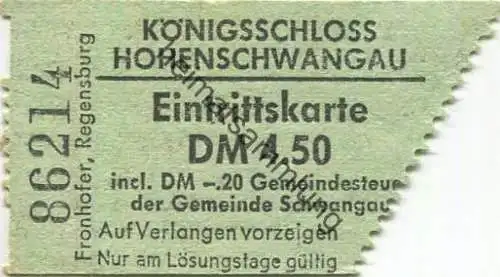 Deutschland - Königsschloss Hohenschwangau - Eintrittskarte