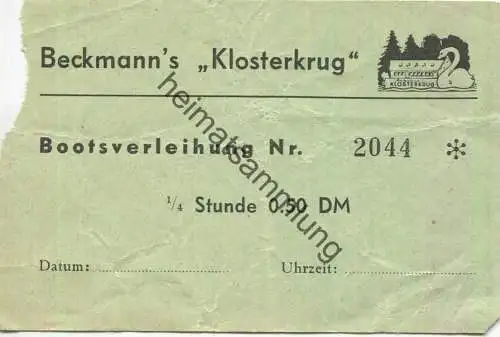 Deutschland - Neukloster Buxtehude - Beckmann's Klosterkrug - Bootsverleihung 1/4 Stunde 0.50 DM