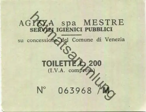 Italien - Agizza spa Mestre - Toilette L. 200