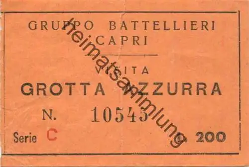 Italien - Isola di Capri - Grotta Azzura - Eintrittskarte L. 200