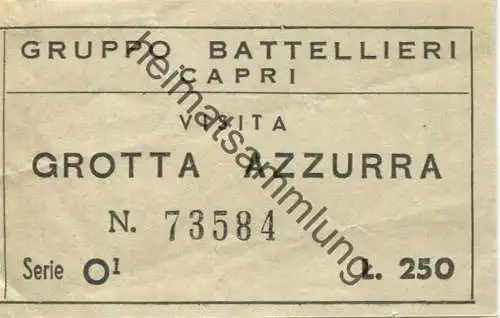 Italien - Isola di Capri - Grotta Azzura - Eintrittskarte L. 250