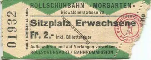 Schweiz - Basel - Rollschuhbahn Morgarten - Nidwaldnerstrasse 20 - Sitzplatz Erwachsene Fr. 2.-
