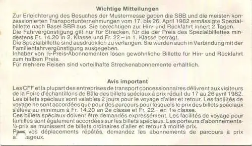 Schweiz - Schweizer Mustermesse Basel - Ausstellerkarte 1982