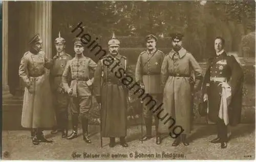 Der Kaiser mit seinen 6 Söhnen in Feldgrau - Verlag Gustav Liersch & Co. Berlin