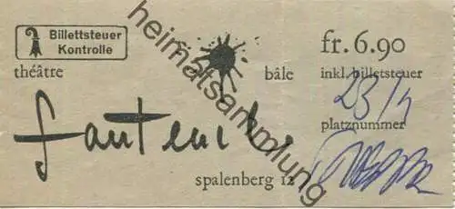 Schweiz - Basel - Spalenberg 12 - Theatre Fauteuil - Eintrittskarte