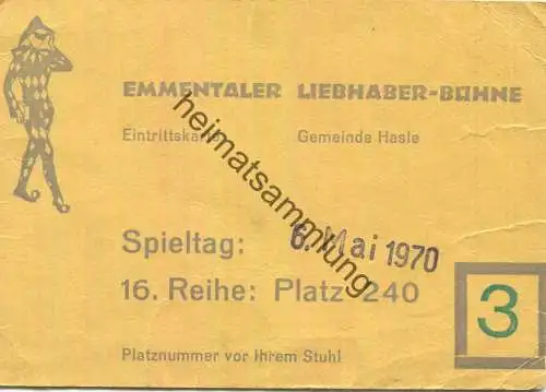 Schweiz - Hasle - Emmentaler Liebhaber-Bühne - Eintrittskarte 1970