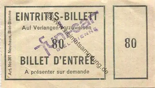 Schweiz - Biel - funi-car - Eintritts-Billett