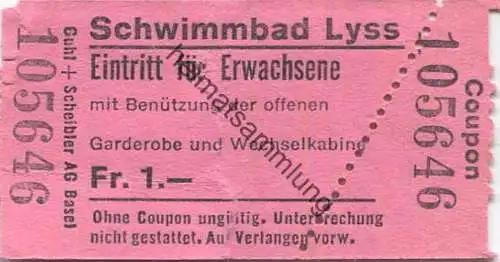 Schweiz - Lyss - Schwimmbad - Eintritt für Erwachsene