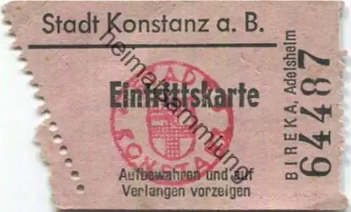 Deutschland - Stadt Konstanz am Bodensee - Eintrittskarte
