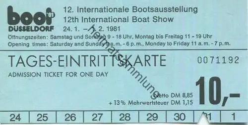 Deutschland - boot81 Düsseldorf - 12. Internationale Bootsausstellung - Tageskarte 1981