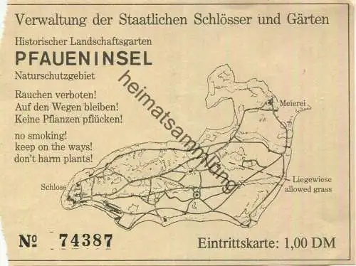 Deutschland - Berlin - Pfaueninsel - Eintrittskarte