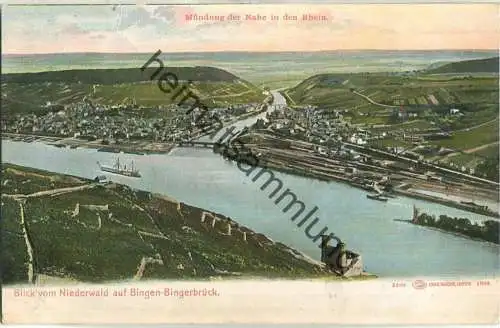Blick vom Niederwald auf Bingen Bingerbrück - Verlag Louis Glaser Leipzig