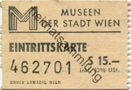 Österreich - Museen der Stadt Wien - Eintrittskarte