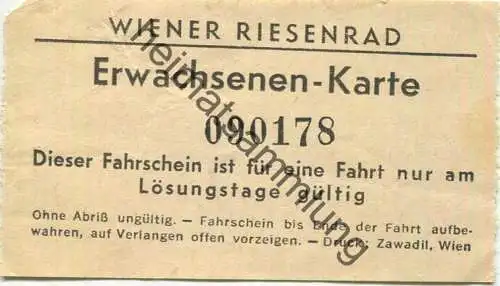 Österreich - Wien - Wiener Riesenrad - Erwachsenenkarte - Fahrschein