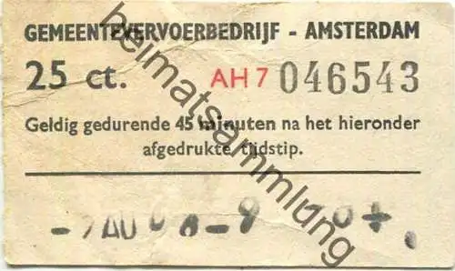 Niederlande - Gemeentevervoerbedrijf - Amsterdam - Fahrkarte