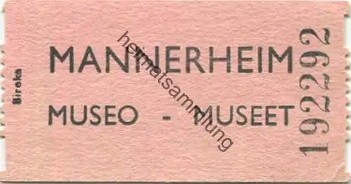 Finnland - Helsinki - Mannerheim Museo Museet - Eintrittskarte