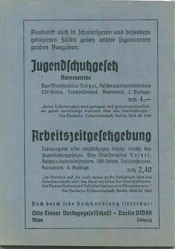 Auszug aus dem Tarifvertrag für die Berliner Metallindustrie vom Oktober 1928 - Otto Elsner Verlagsgesellschaft Berlin