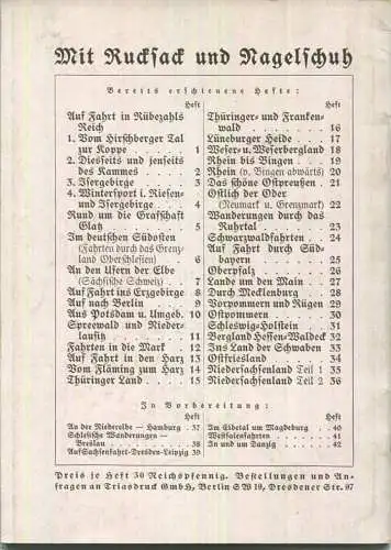 Mit Rucksack und Nagelschuh Heft 35 - Niedersachsenland Erster Teil 1935 - 36 Seiten mit 7 Abbildungen