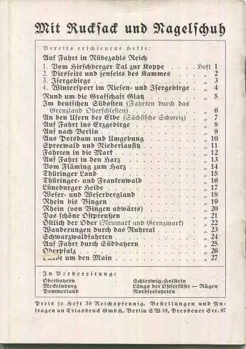 Mit Rucksack und Nagelschuh Heft 26 - Auf Fahrt in die Oberpfalz und den Böhmerwald 1934 - 32 Seiten mit 9 Abbildungen