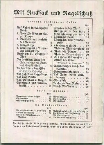 Mit Rucksack und Nagelschuh Heft 31 - Schleswig-Holstein meerumschlungen 1934 - 32 Seiten mit 14 Abbildungen