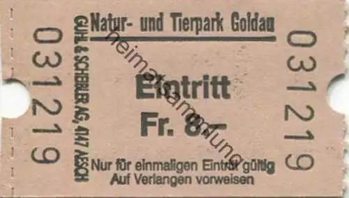 Schweiz - Natur-Tierpark Goldau - Eintrittskarte