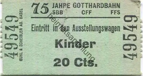 Schweiz - 75 Jahre Gotthardbahn - Eintritt in den Ausstellungswagen - Kinder