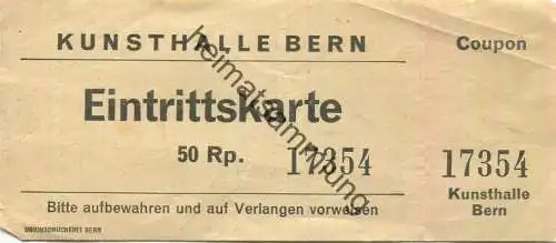 Schweiz - Kunsthalle Bern - Eintrittskarte