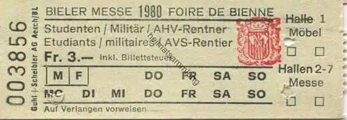 Schweiz - Biel - Bieler Messe 1980 - Eintrittskarte