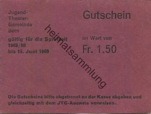 Schweiz - Bern - Gutschein - Jugend Theatergemeine Bern 1968