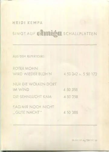 Heidi Kempa - Original-Autogramm auf einer Amiga-Karte 1963 - keine AK-Einteilung