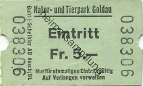 Schweiz - Natur-Tierpark Goldau - Eintrittskarte
