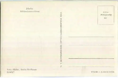 Berlin - Mühlendammschleuse - Foto-Ansichtskarte - Verlag VEB Volkskunstverlag Reichenbach 50er Jahre