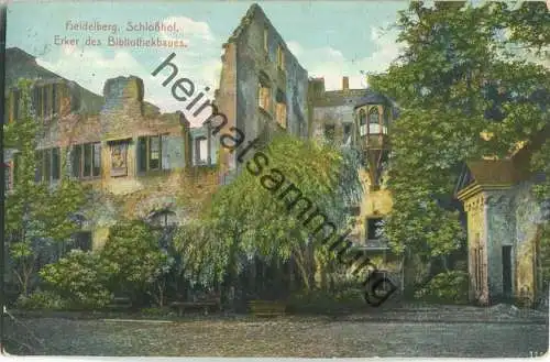 Heidelberg - Schlosshof - Erker des Bibliothekbaues - Hotel Molkenkur Besitzer Heinrich Damm