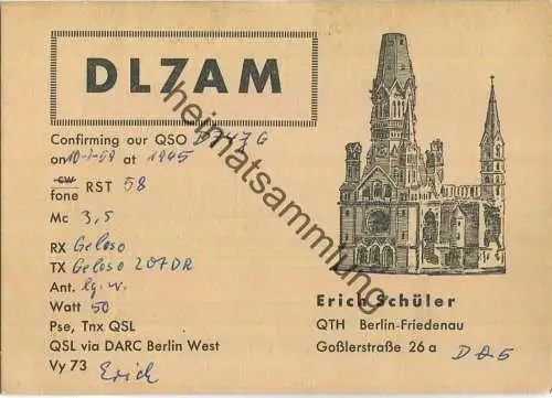 QSL - Funkkarte - DL7AM - Berlin-Friedenau - 1959