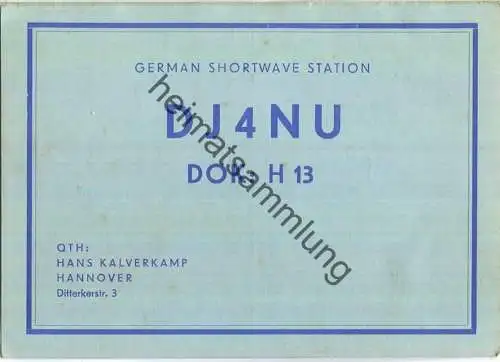 QSL - Funkkarte - DJ4NU - Hannover - 1958