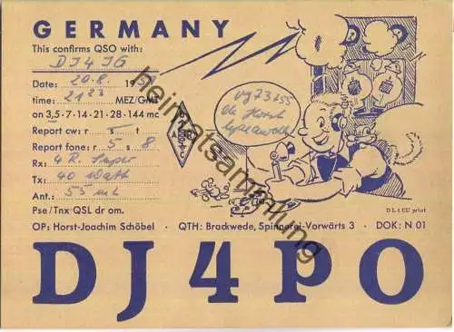 QSL - Funkkarte - DJ4PO - Brackwede - 1959
