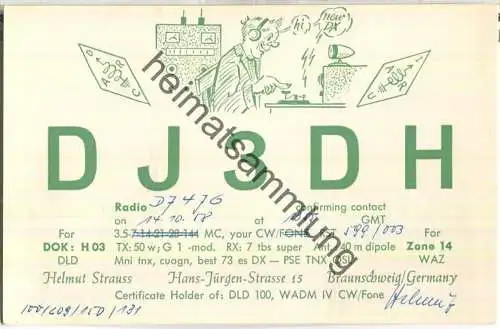 QSL - Funkkarte - DJ3DH - Braunschweig - 1958