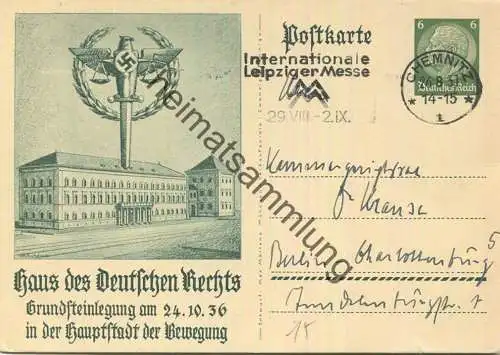 DR P237 - Grundsteinlegung des Hauses des Deutschen Rechts - Bedarfskarte 26.08.1937