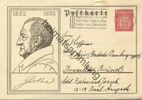 DR P214 - Auslandskarte - Bedarfskarte nach Belgien 18.07.1932