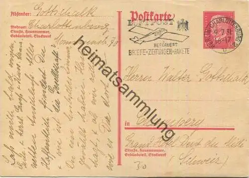 DR P196 - Auslandskarte - Bedarfskarte in die Schweiz 9.07.1931