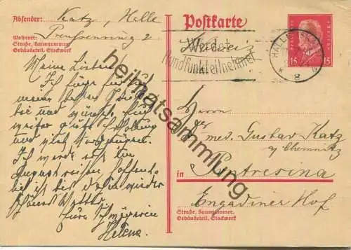 DR P182 - Auslandskarte - Bedarfskarte in die Schweiz 14.07.1930