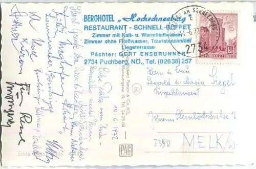 Hochschneeberg - Baumgartnerhaus - Hotel - Gruselplatz - Verlag Richard Pietsch & Co KG Wien