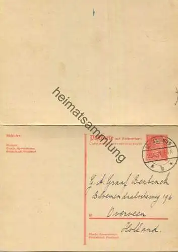 DR P173 - Doppelkarte - Bedarf nach Holland 23.06.1932