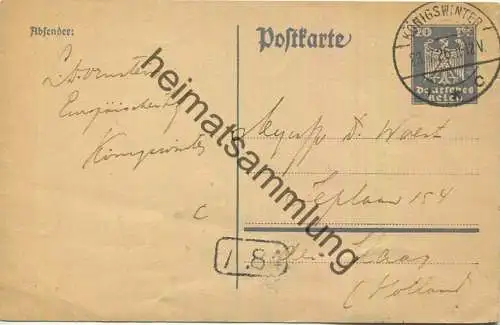 DR P157 - Bedarfskarte nach Holland 23.07.1926